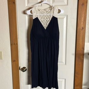 Crochet top short black dress